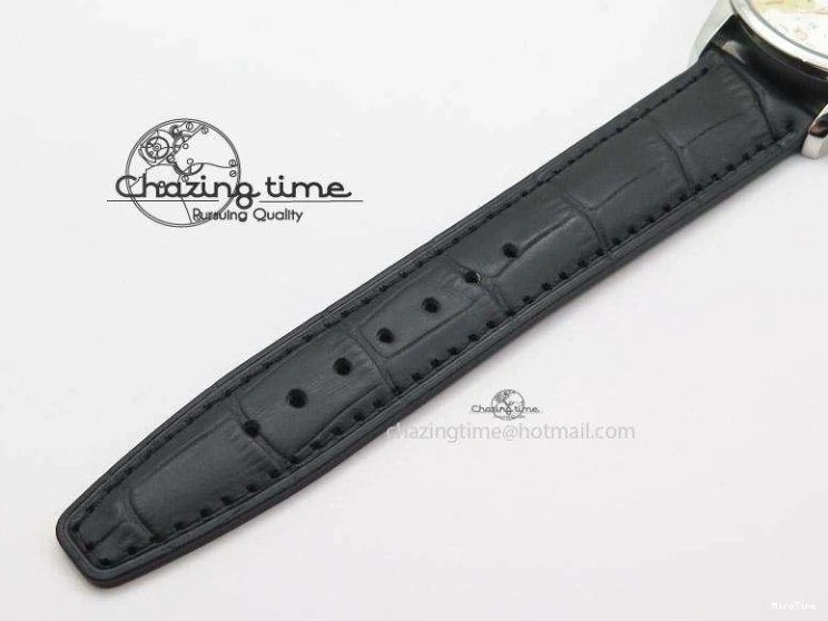 MIROTIME 0104 Unique Portuguese 40mm Chrono SS Map Dial on Black Leather Strap A 7393